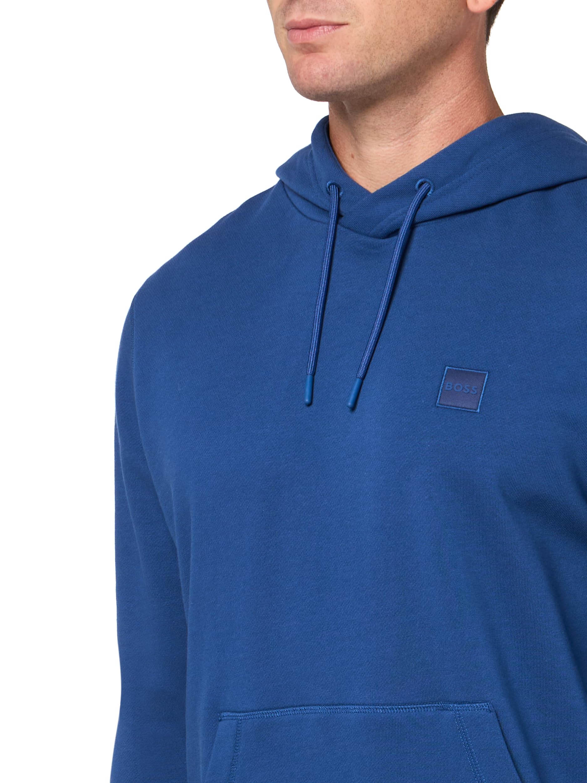 BOSS mens Patch Logo French Terry Pullover Hooded Cotton Sweatshirt