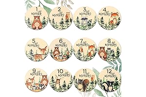 Woodland Baby Monthly Milestone Engraved Wood Discs