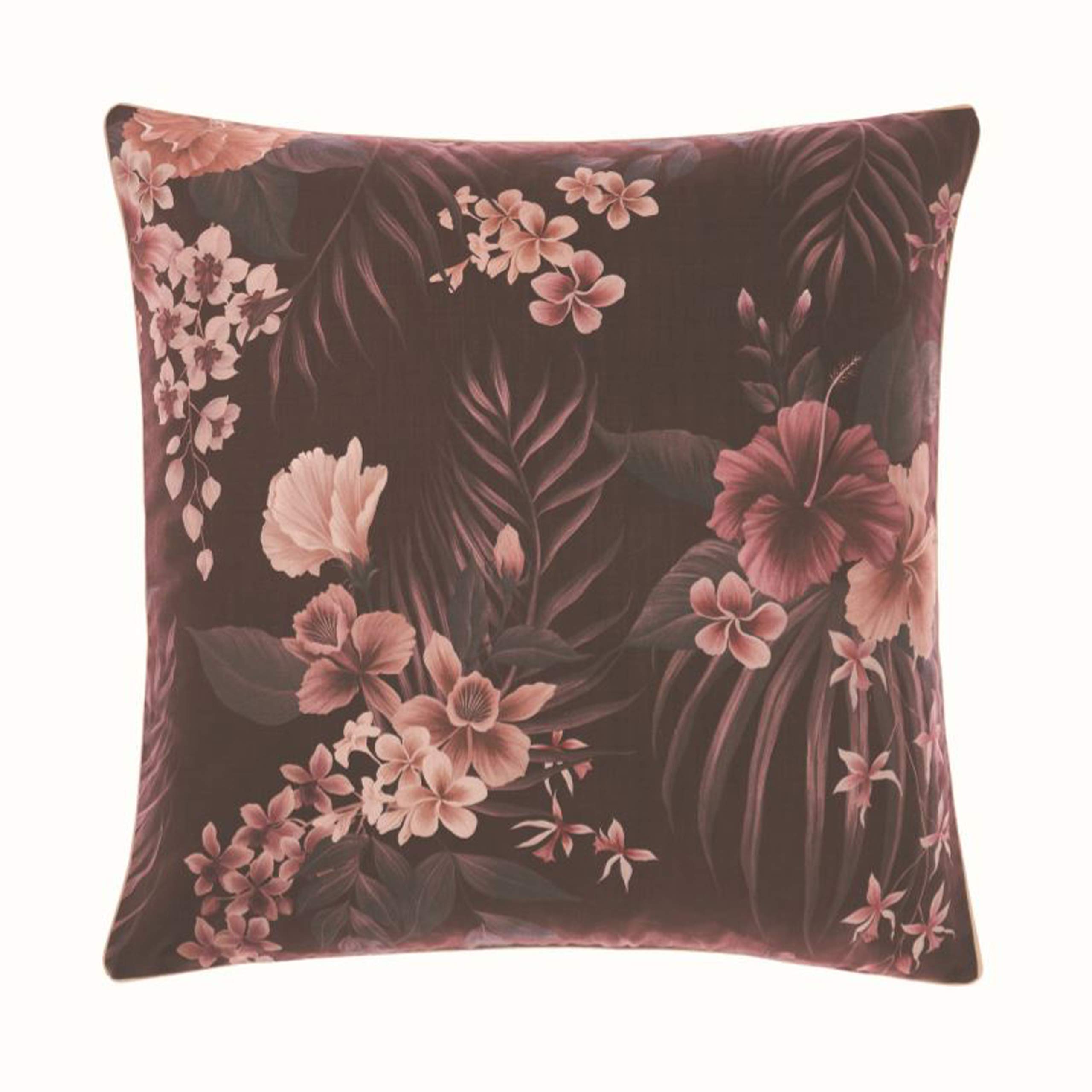 Linen House Gauche Floral Pillowcase Sham Tropical Print Cotton Rhubarb Mocha Clay Ivory