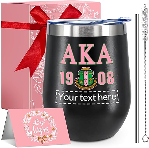 KAIRA Vasos personalizados para mujer, vaso de vino de acero inoxidable personalizado con tapa, 12 onzas, taza de café helado con aislamiento de