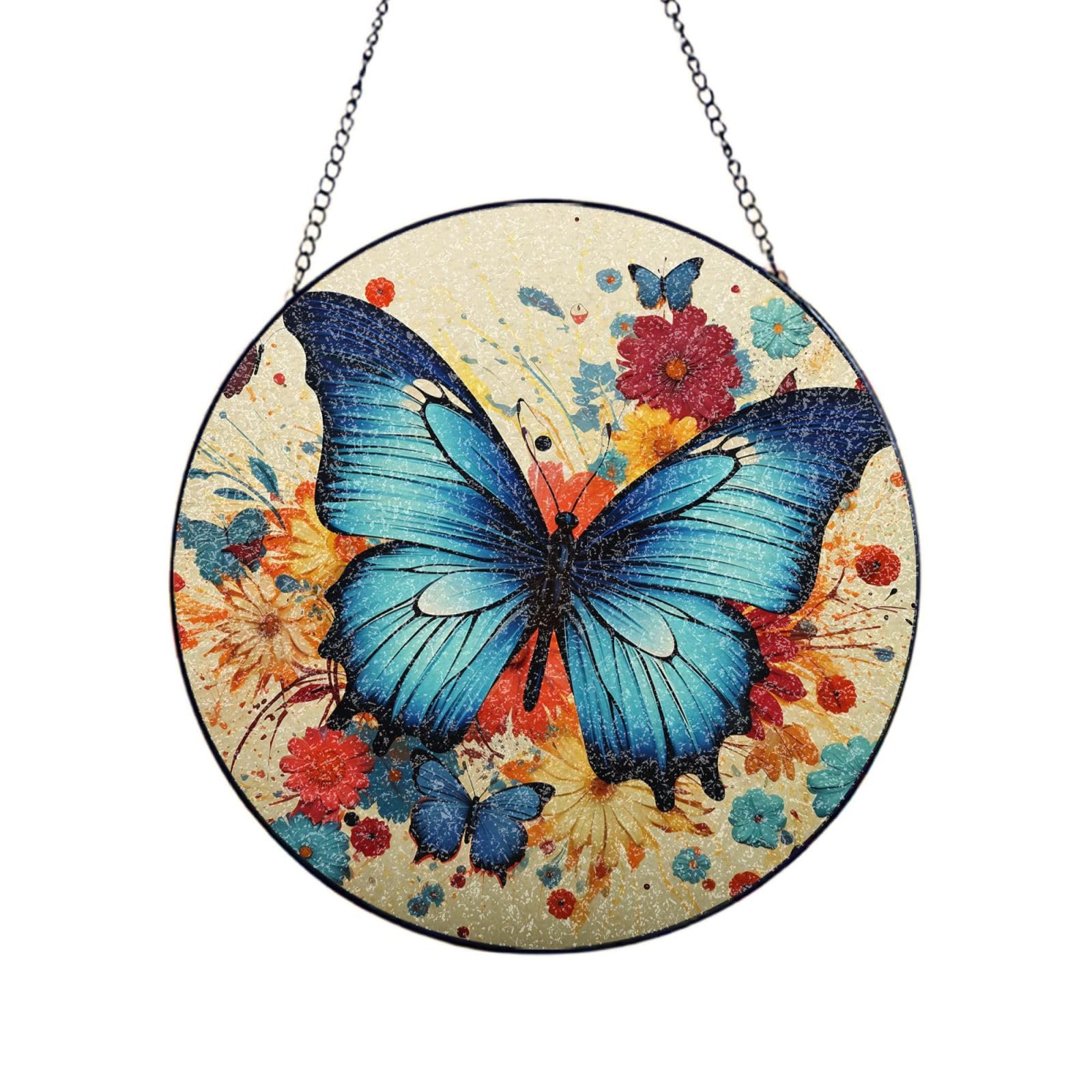 Stained Glass Window Hanging Butterfly Sun Catchers Indoor Outdoor Decor Window Suncatcher Door Garden Sunroom Sun Catcher Home Decor Birthday Christmas for Mom Men
