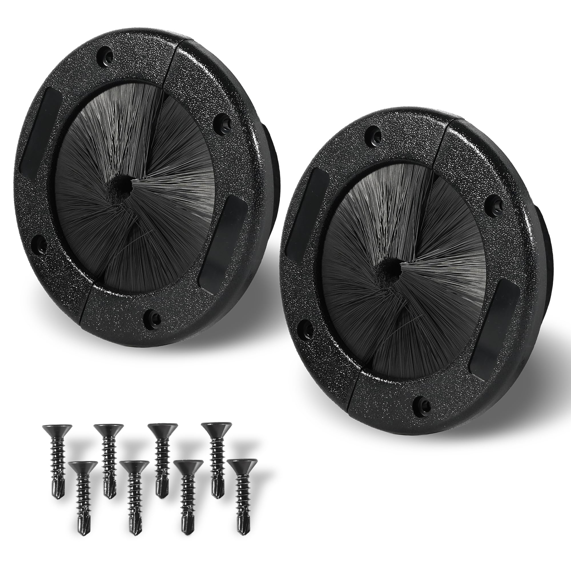 2 PCS Grommets for Wiring, 4" Round Cable Grommet, Split Brush Wall Grommet, Split Wall Cable Management Kit for Home Data Center Wall Floor with Screws