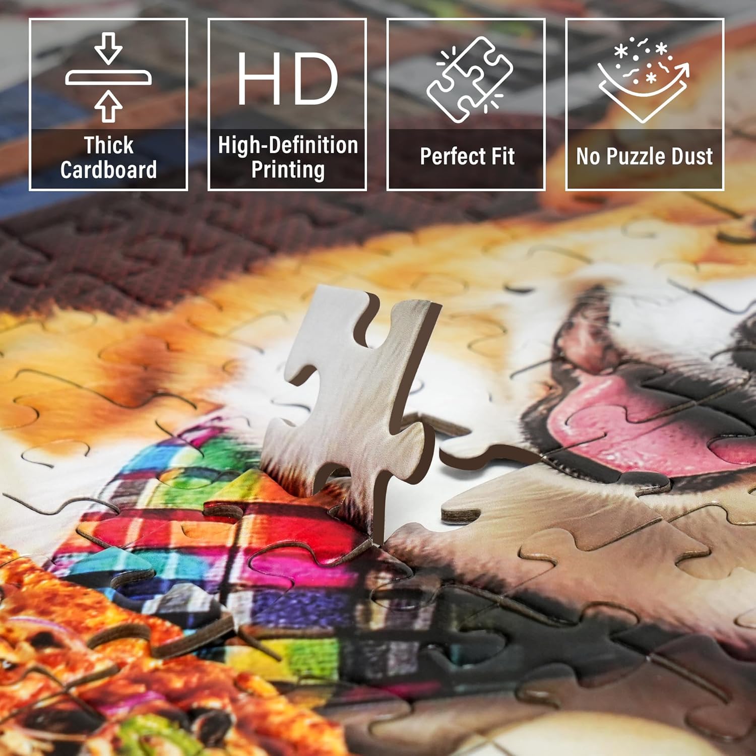 BenBen Puzzles for Adults 500 Pieces, Dogs' Dinner Party, Dog Jigsaw Puzzle with Patterns on Back, Funny Animal Puzzle, Challenging Puzzles for Family Game Night, Home Décor