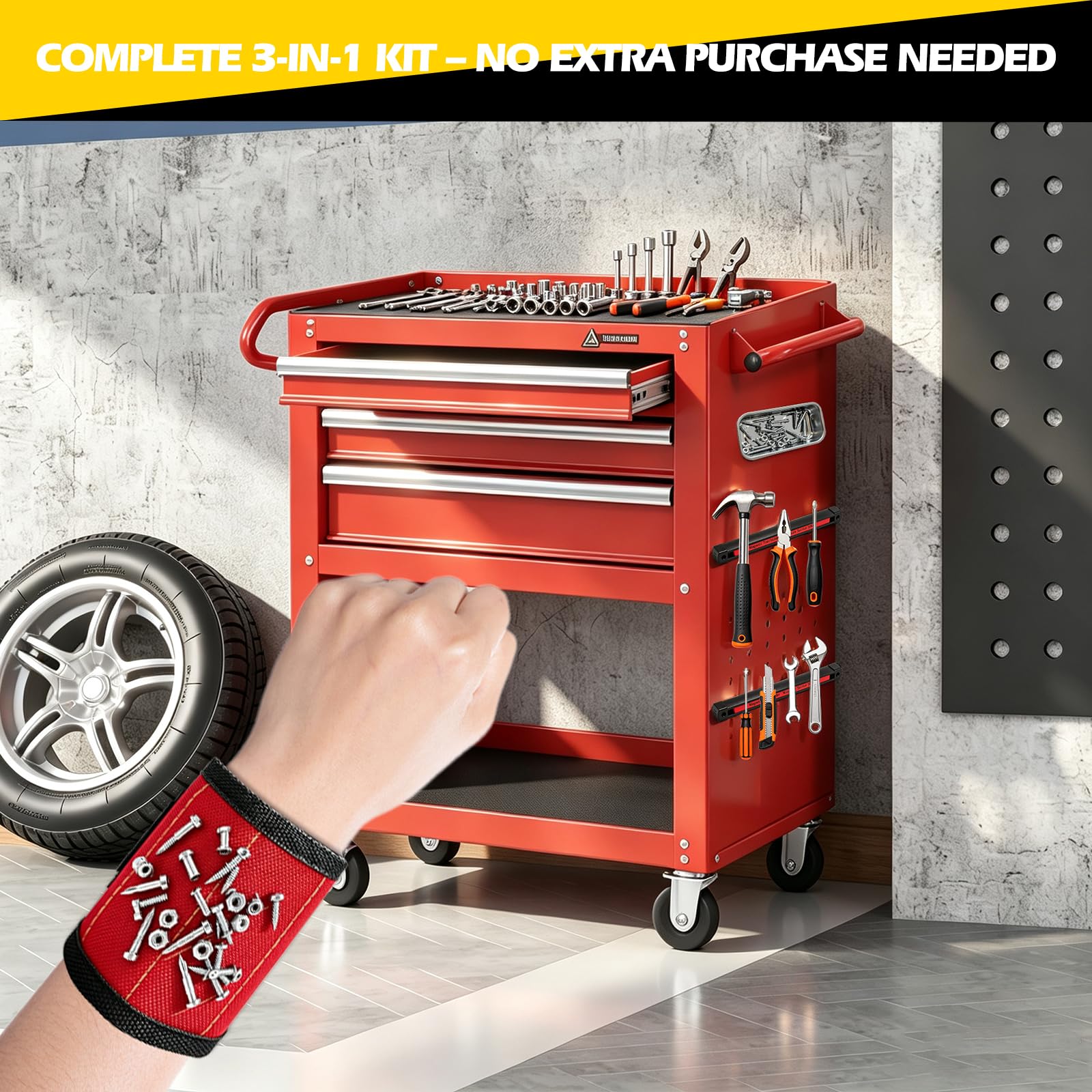 OZJAY Double Sided Magnetic Tool Holder Set with Tray & Wristband, 2-Pack — Amazon image 3