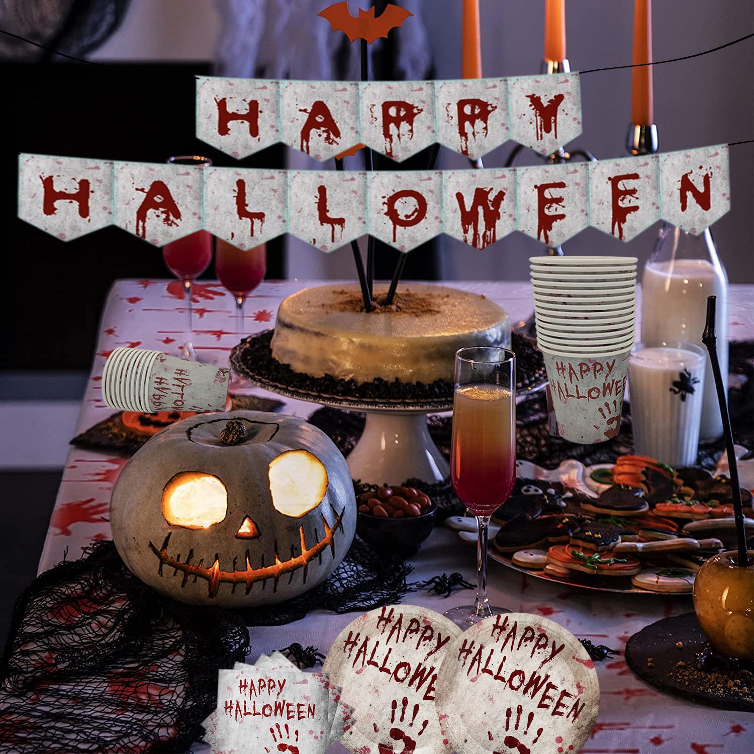 Bikasun Set Di Stoviglie Per Feste Di Halloween 16 Ospiti, Bicchieri - 2