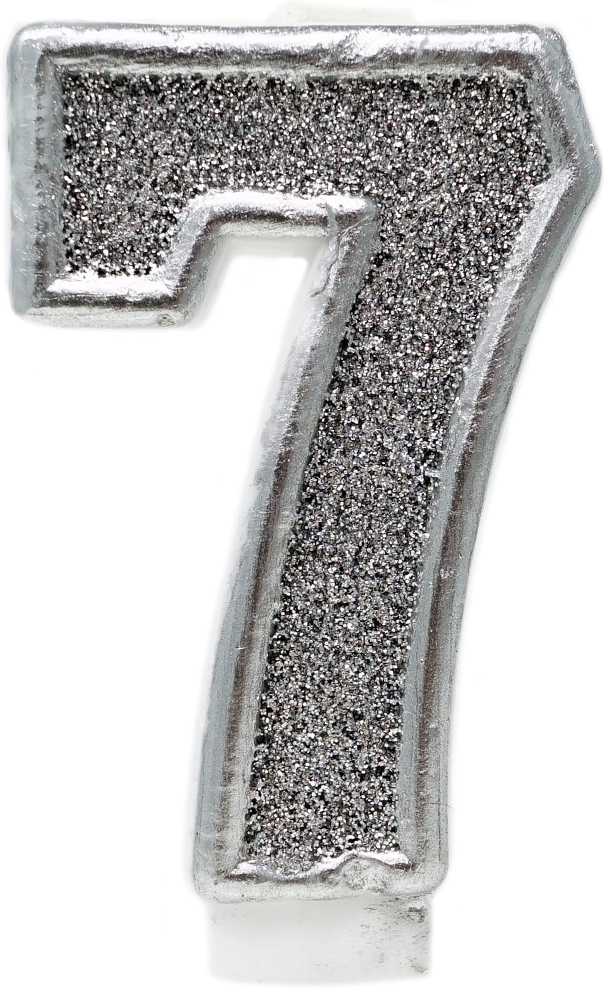 Birthday Party Sparkling Chic Glitter Number Cake Candle (7, Silver)