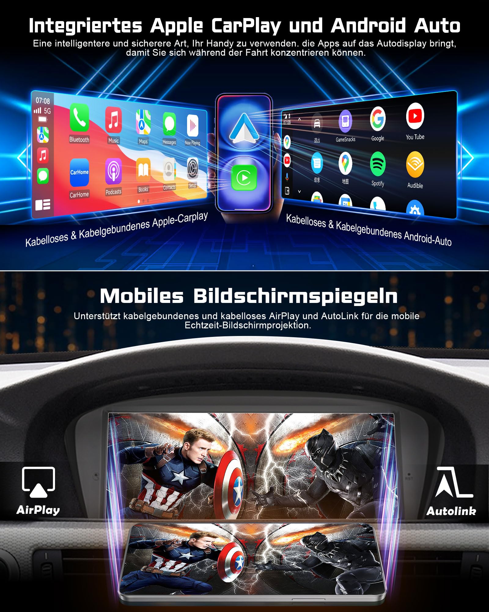 Erisin 8.8" Linux Autoradio für BMW 3er E90 E91 E92, 5er E60 E61, 6er E63 E64 CCC – GPS Navigation Bluetooth 5.1 Wireless CarPlay Android Auto, Mirror Link, Canbus, OEM Funktionen Behalten iDrive