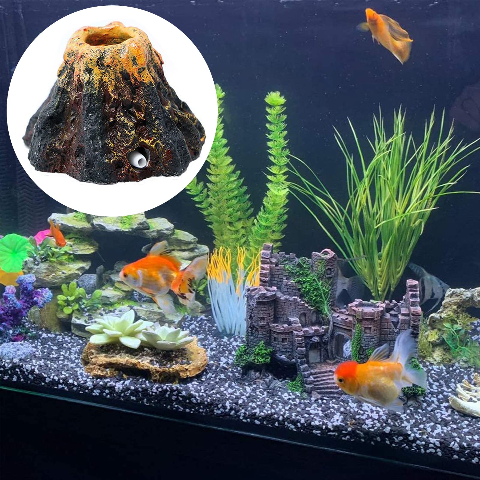 Vulcano Decorazione Acquario - Ornamento Con Bolle D'Aria Per Pesci, Resina - Foto 13