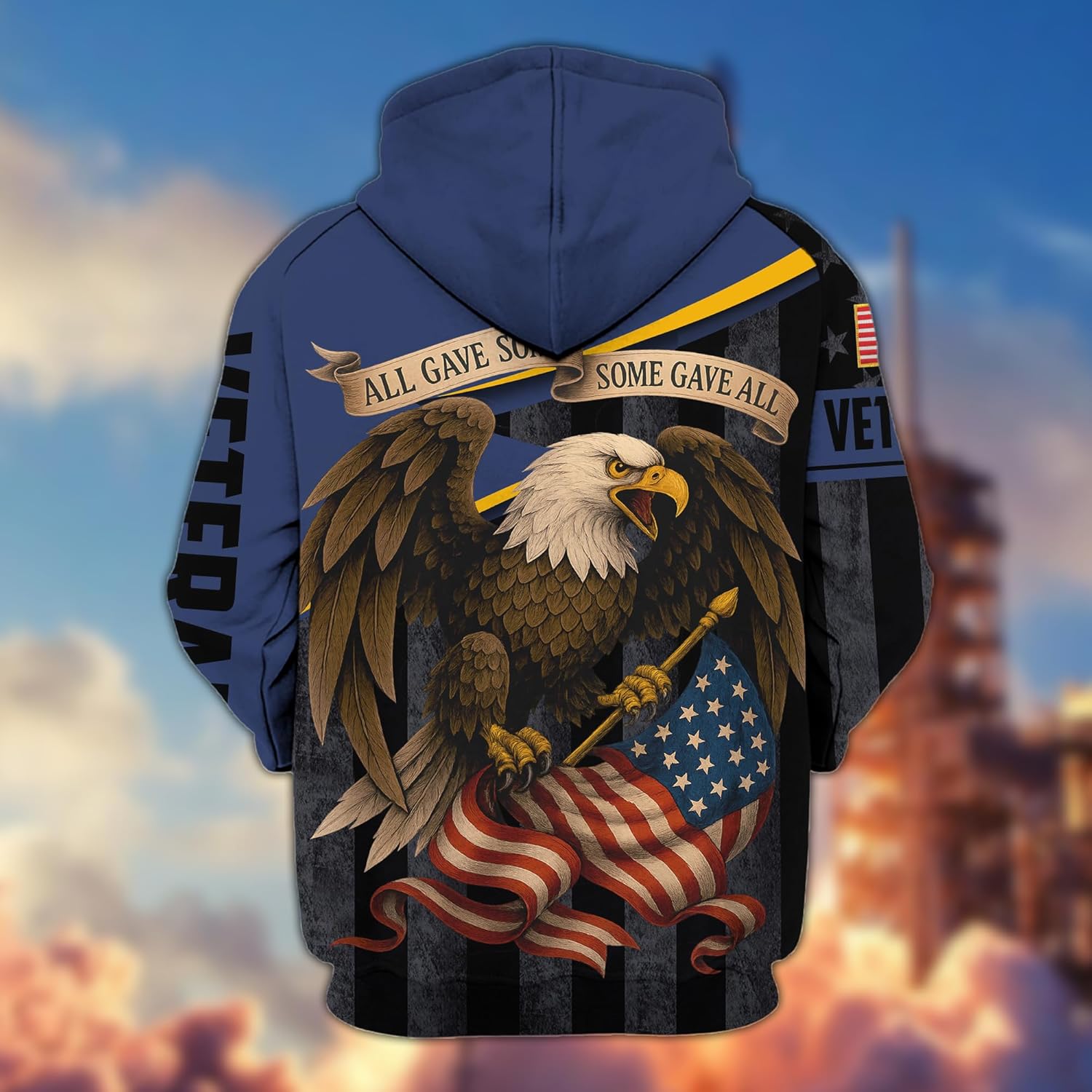Some Gave All Veteran Zip-Up Hooded Sweatshirt Military Sweatshirts For Men American Eagle Hoodie Patriots Veteran Sweatshirt - Image 2
