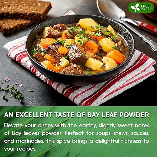 Miniatura 8 de FRESHDRINKUS, Polvo de hoja de laurel prémium de 4.5 onzas, hojas de laurel molidas sin procesar, secadas, 100% puro y natural, puro de hojas de