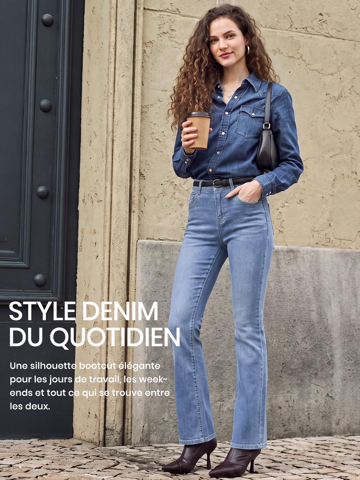 Jean Femme,Taille Haute Slim Bootcut Pantalon