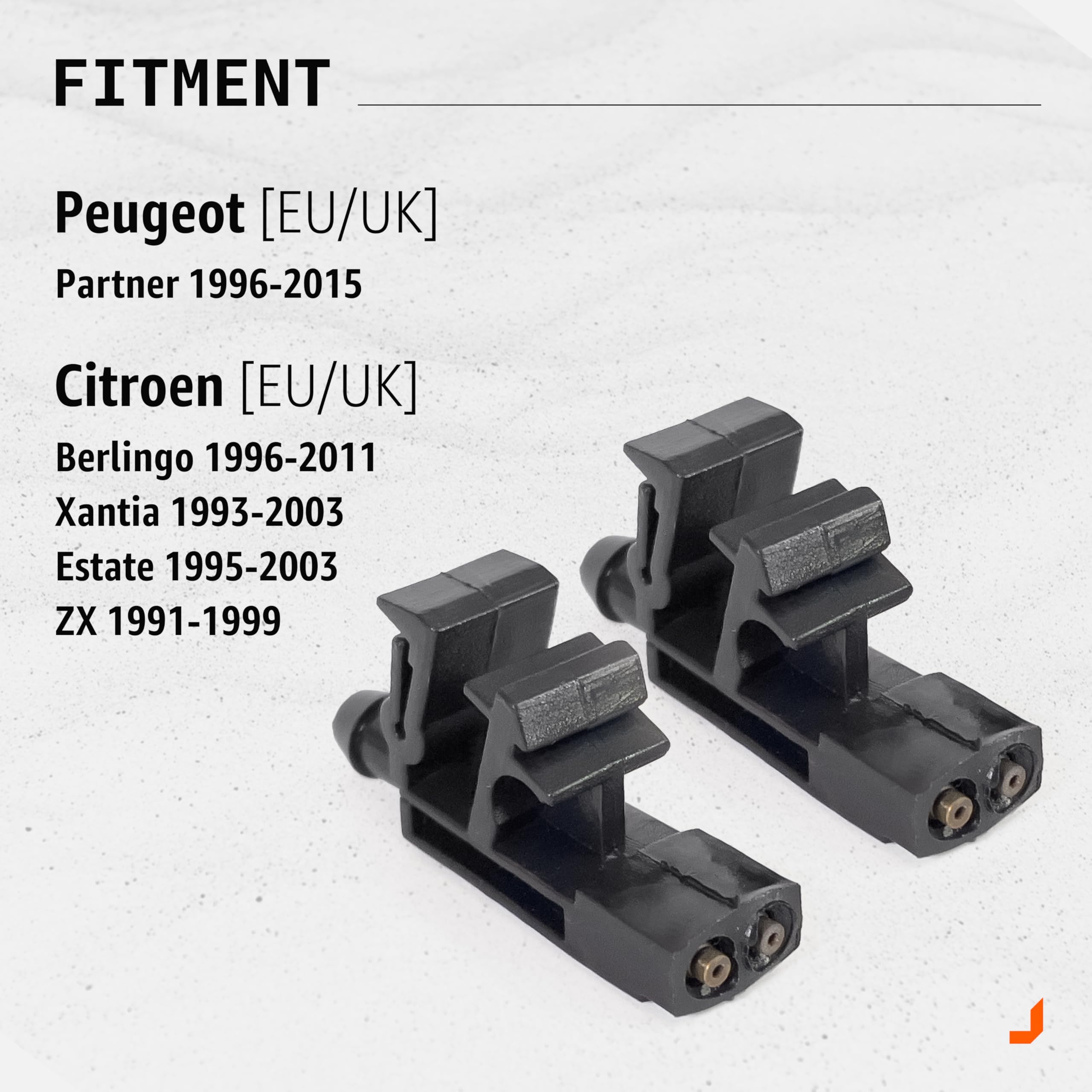 CLICKNFIT 2 sztuki dyszy do spryskiwaczy do spryskiwaczy do spryskiwaczy pasuje do Citroen Berlingo 1996-2016 / Peugeot Parner 1996-2016 6438A0 96084939
