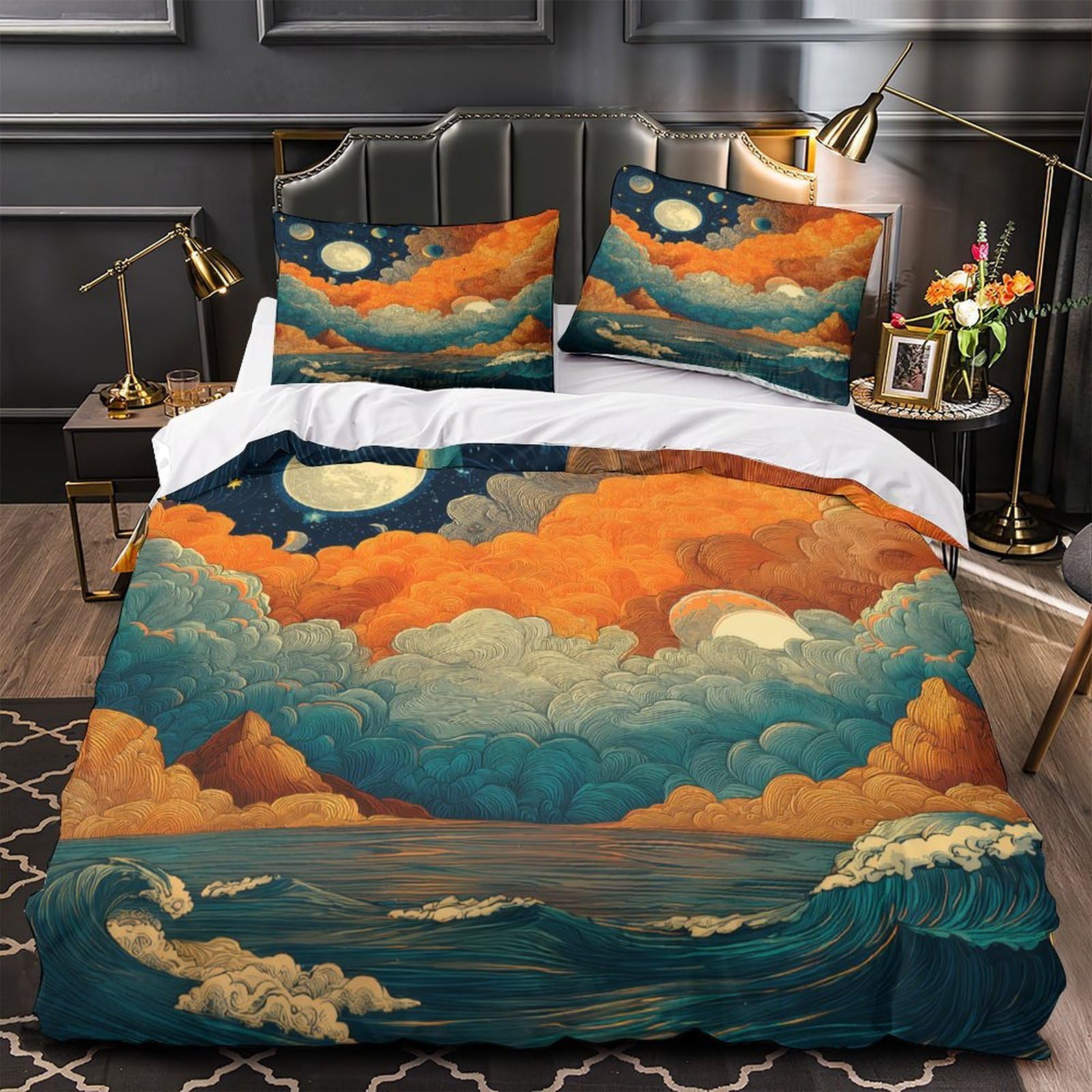 Linge de lit abstrait moderne pour chambre d'hommes King
