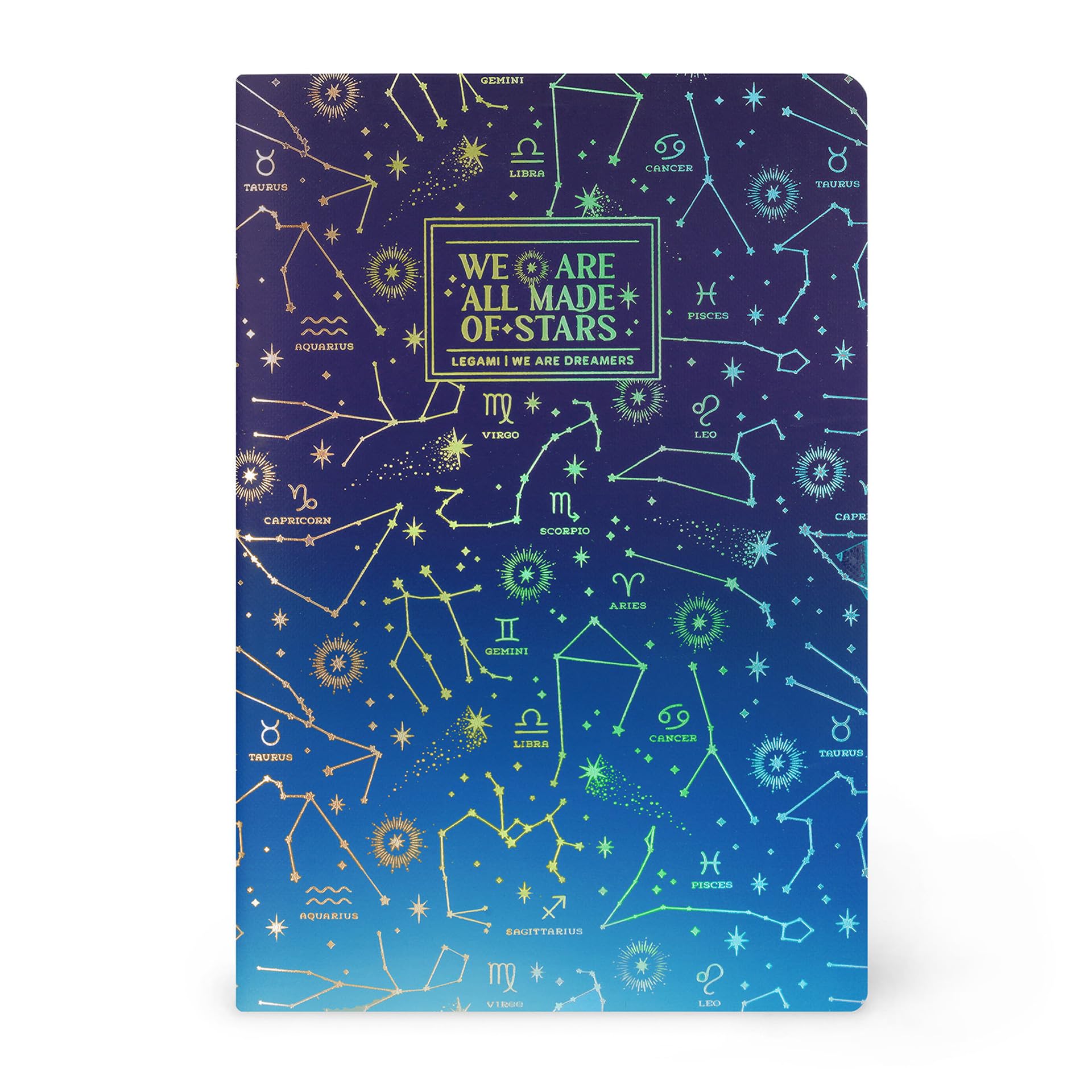 Legami - 7 mm Lined Notebook, Stars, B5 Format, Large, FSC Certified Paper, 100 Pages, Singer Stitch Binding, 18.5 x 25 cm