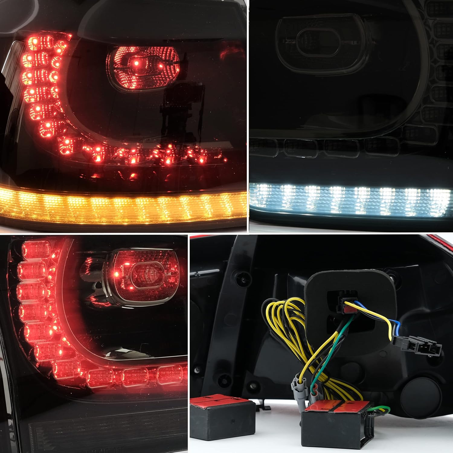 VLAND Tail lights Assembly Fit for Golf 6 2010-2014, Rear Lamps with DRL, Back light w/Fog Lights & Yellow Sequential Turn Signal, Smoked