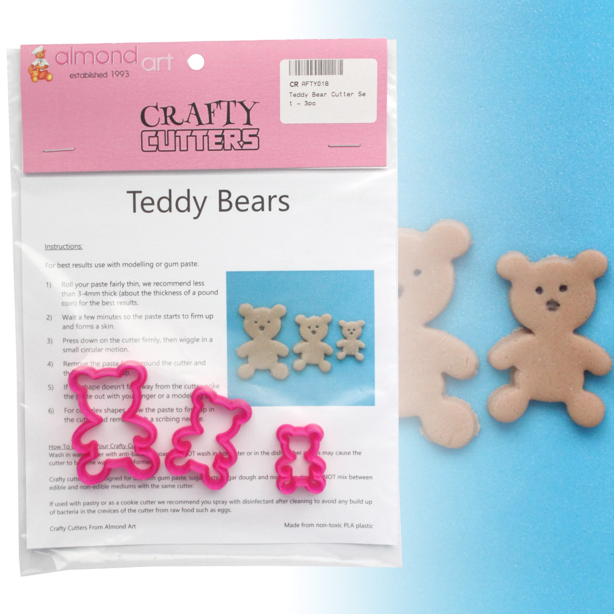 Teddy Bear Cutter Set - 3pc - Baby & Christening Cake Decoration & Cupcake Topper Cutters