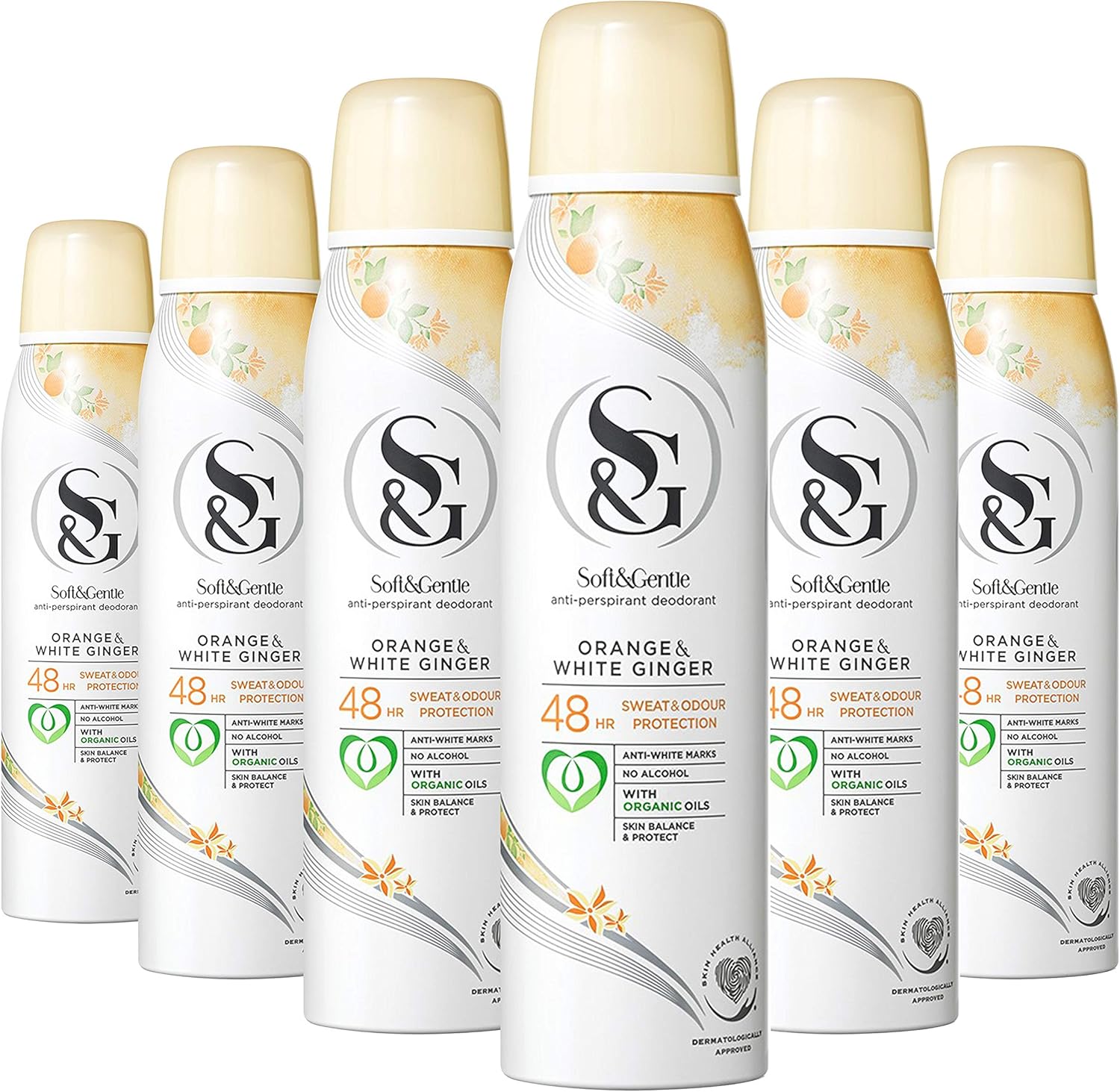 Soft & Gentle Antiperspirant Deodorant Spray 150ml Orange & White Ginger PACK OF 6 Amazon