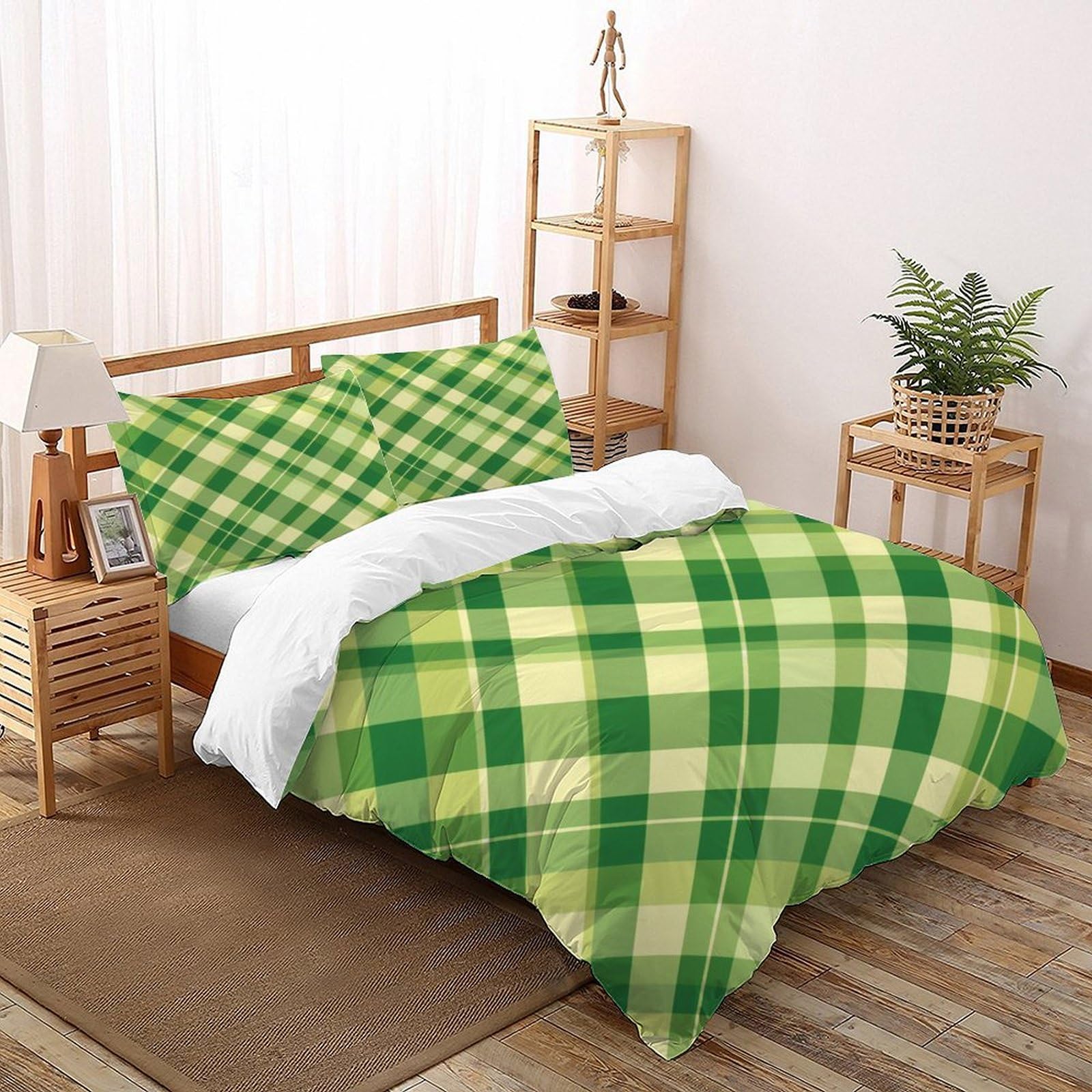 Parure de lit checkerboard green grid pour une chambre d'ado moderne