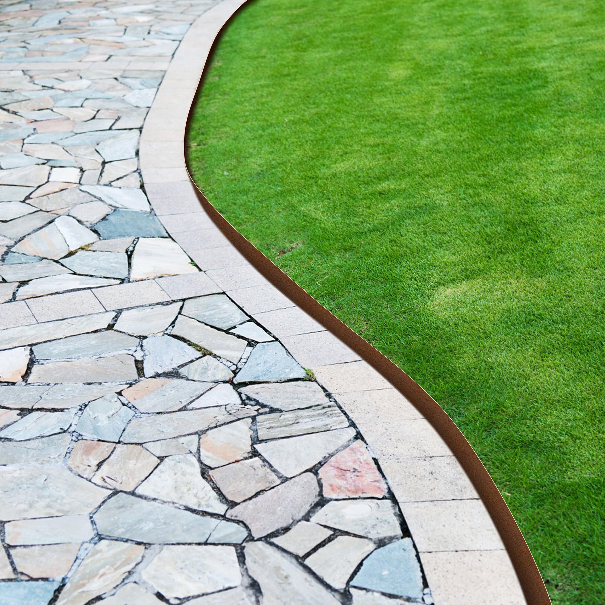 Bordo per Prato 11,4 cm Altezza 10 Pezzi Acciaio Cor-Ten Pre-ossidato Bordo Paesaggistico - Senza Scavo Martellato Resistente Bordo Decorativo in Metallo Corten (10M Lunghezza Totale