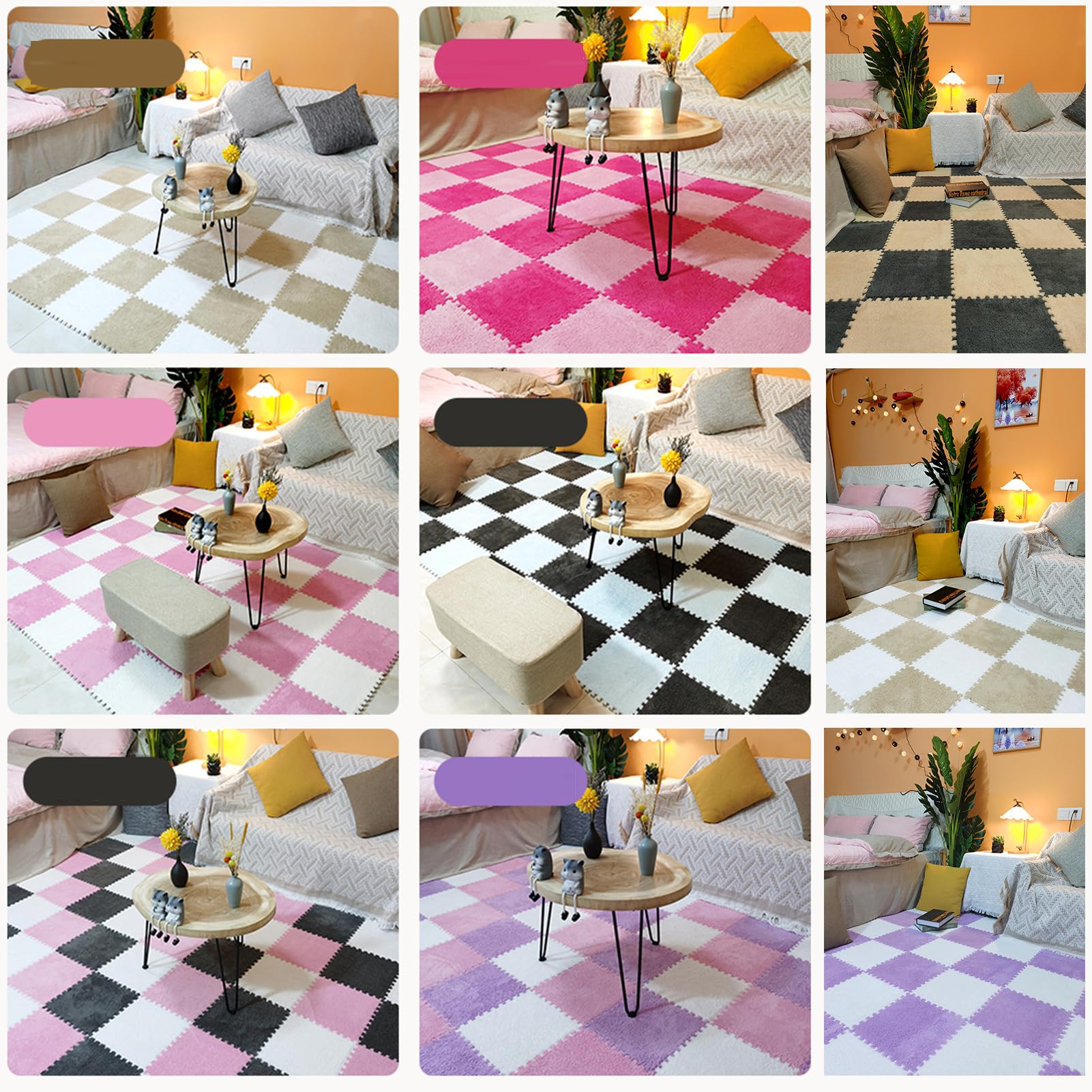 10-tlg. Puzzle Teppichfliesen 30x30cm - Plüsch Schaumstoff Matten Grau