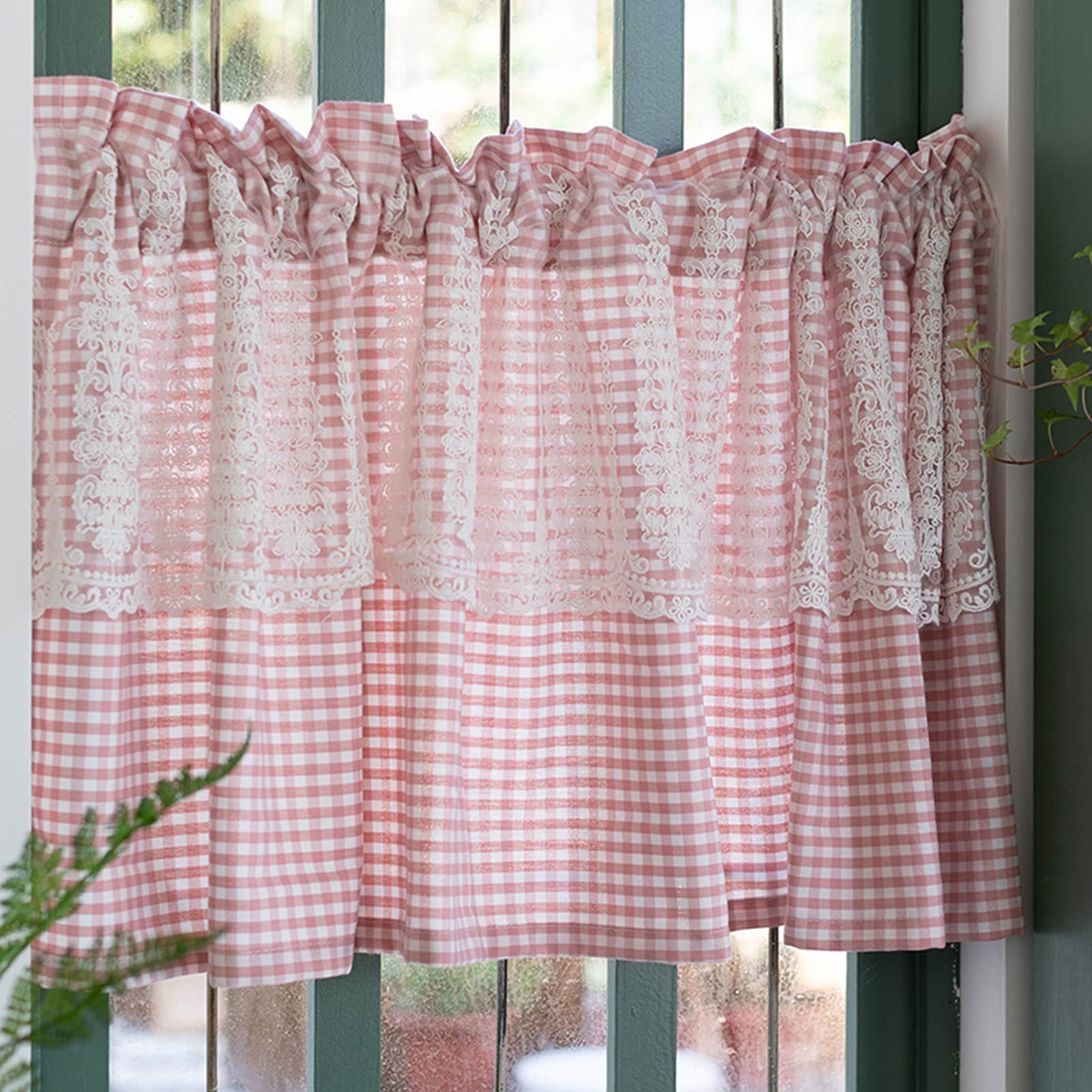 Cortinas cortas de encaje tipo visillo translúcido para decoración de tabernas y comedores