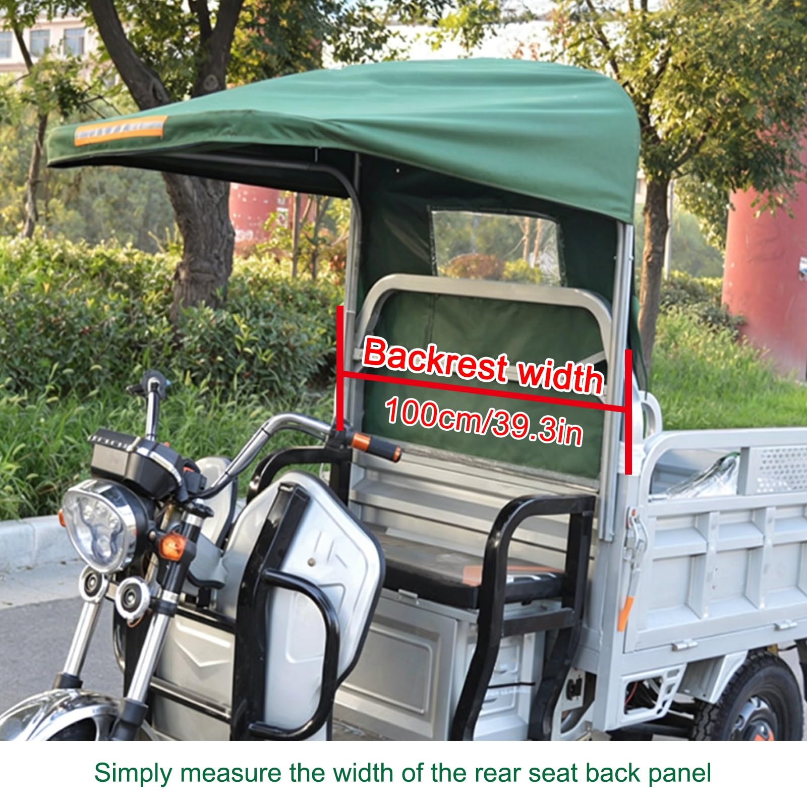Funda para Triciclo Eléctrico para Adultos, Impermeable, Resistente a Los Rayos UV y Al Viento, Toldo Exterior Oxford 800D con Tiras Reflectantes de Seguridad(100cm/39.3in)