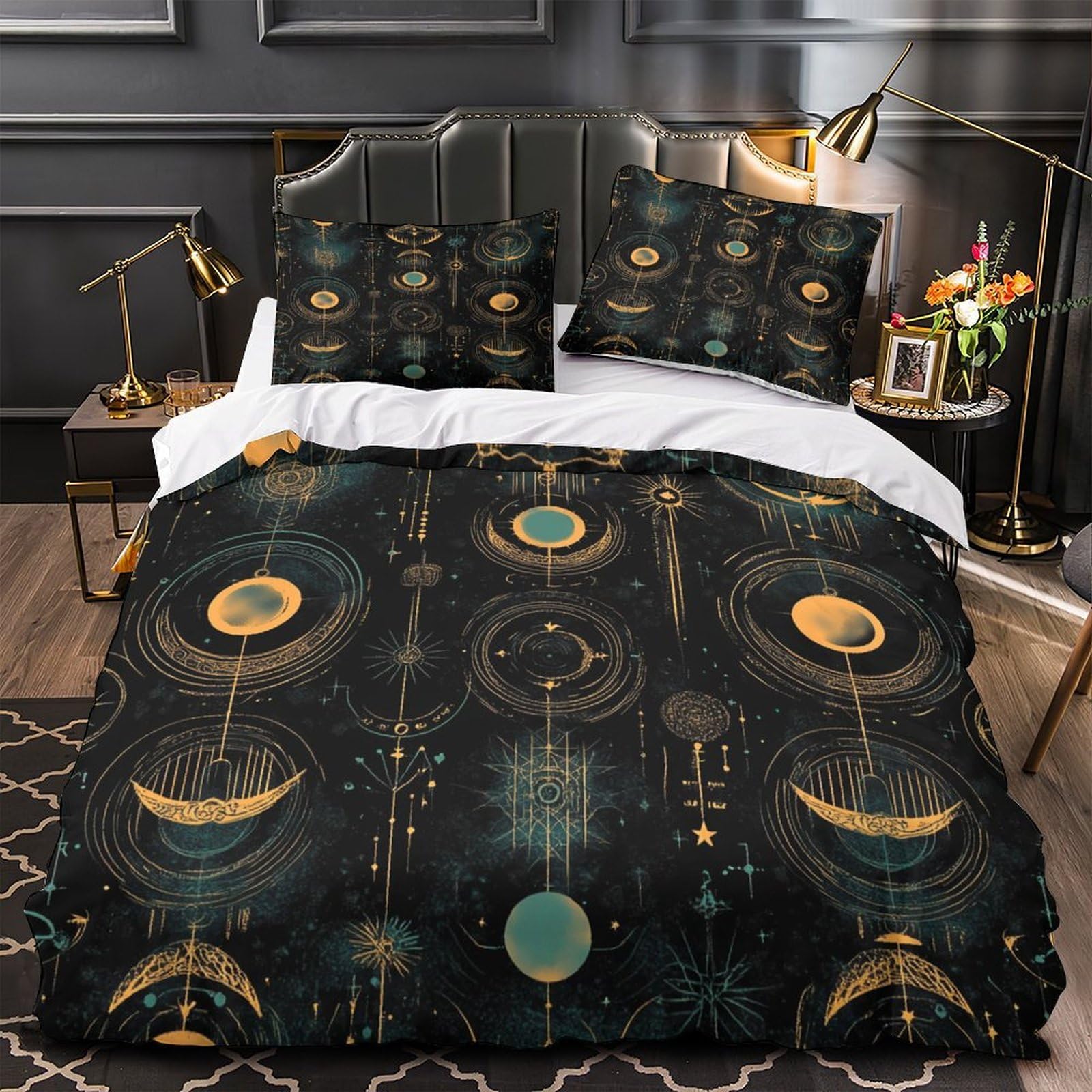 Parure de lit lueur bleu-violet 260x220cm pour ambiance de chambre cosy