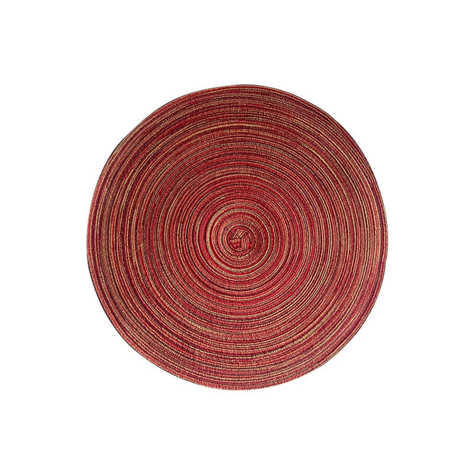 HFANGANGE Imitation Cotton Yarn Material Placemat, Round Ramie Woven Coaster, Heat Insulation Plate Mat, Decorative Prop Mat, Household Anti-scald Mat 3 Pieces, 18cm ≈18g, Red