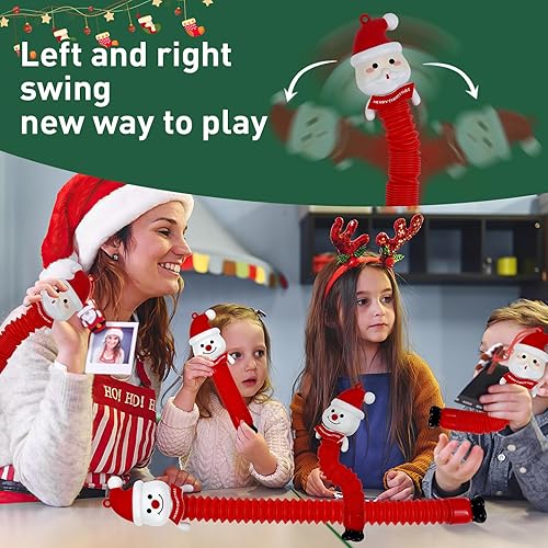 Miniatura 3 de 4 tubos de Navidad Pop Tubes Fidget Toys, tubos sensoriales para niños pequeños, juguetes para decoración de árbol de Navidad, juguetes sensoriales