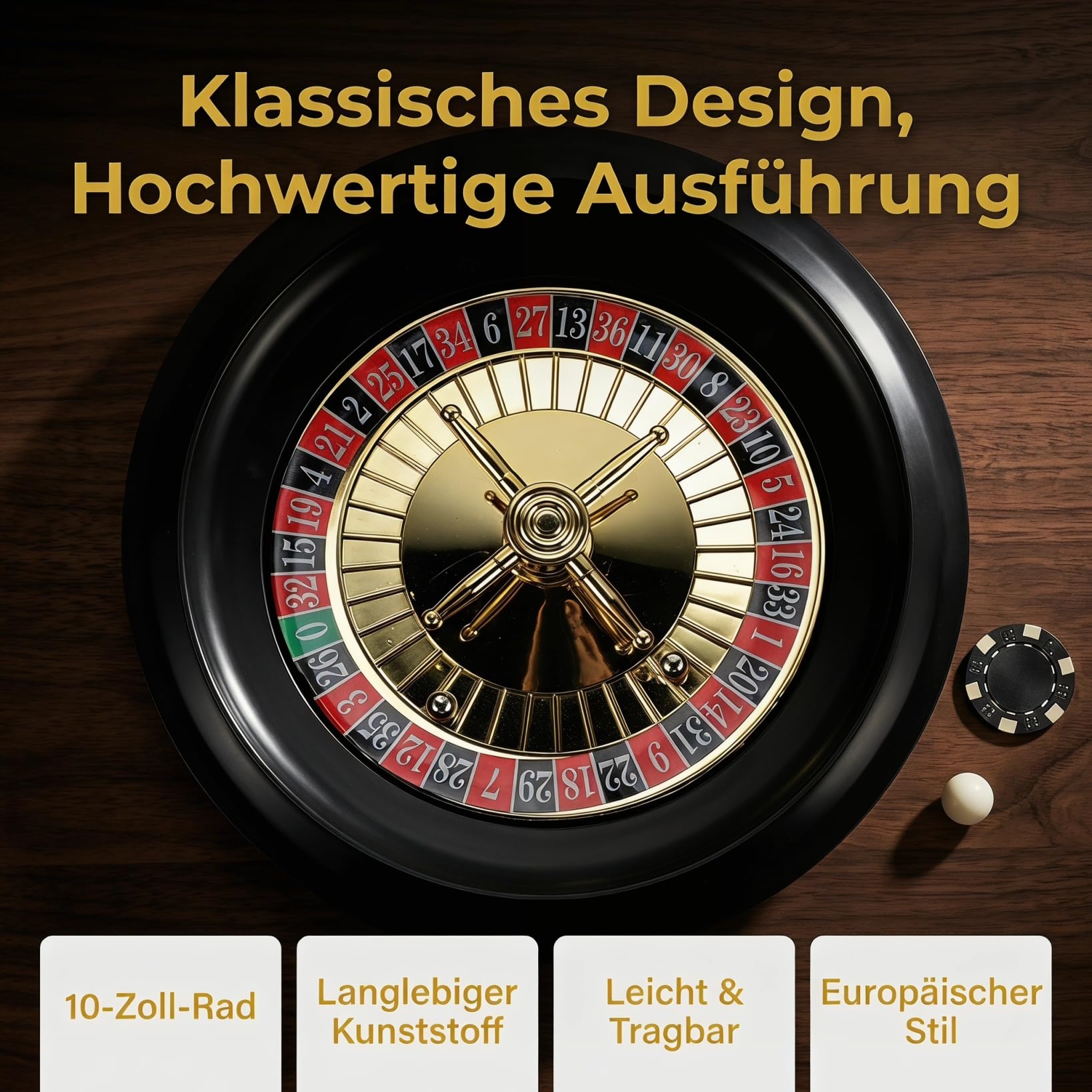 Toyvian Roulette Russe Jeu De Poker Roue Rotative Compacte 10 Pouces Accessoire De Table Léger pour Soirées Entre Amis Et Bars