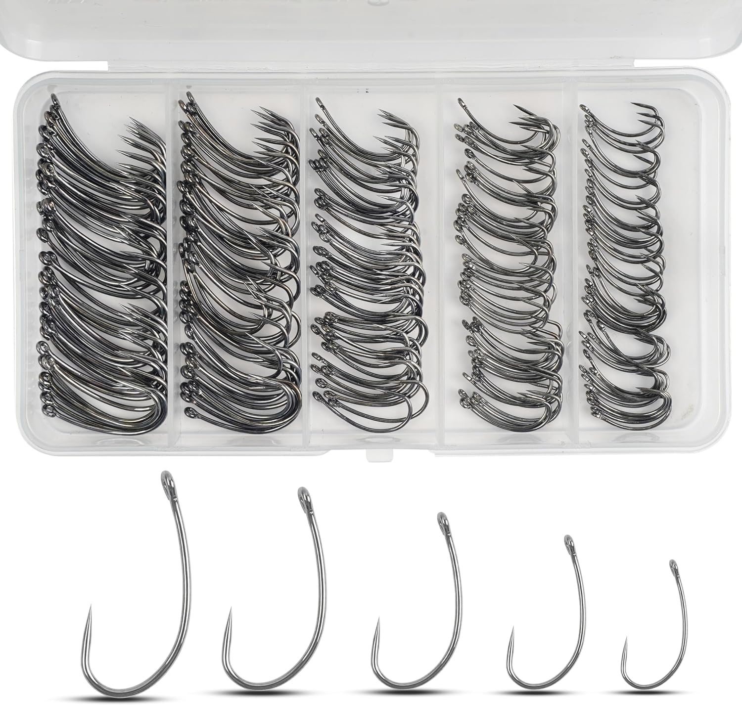 Barbless Fishing Hooks Kit,200/270pcs Curve Shank Barbless Hooks Carp Trout Circle Crank Fly Tying Fishing Hooks Leader Bait Rigs Fishing Accessoires