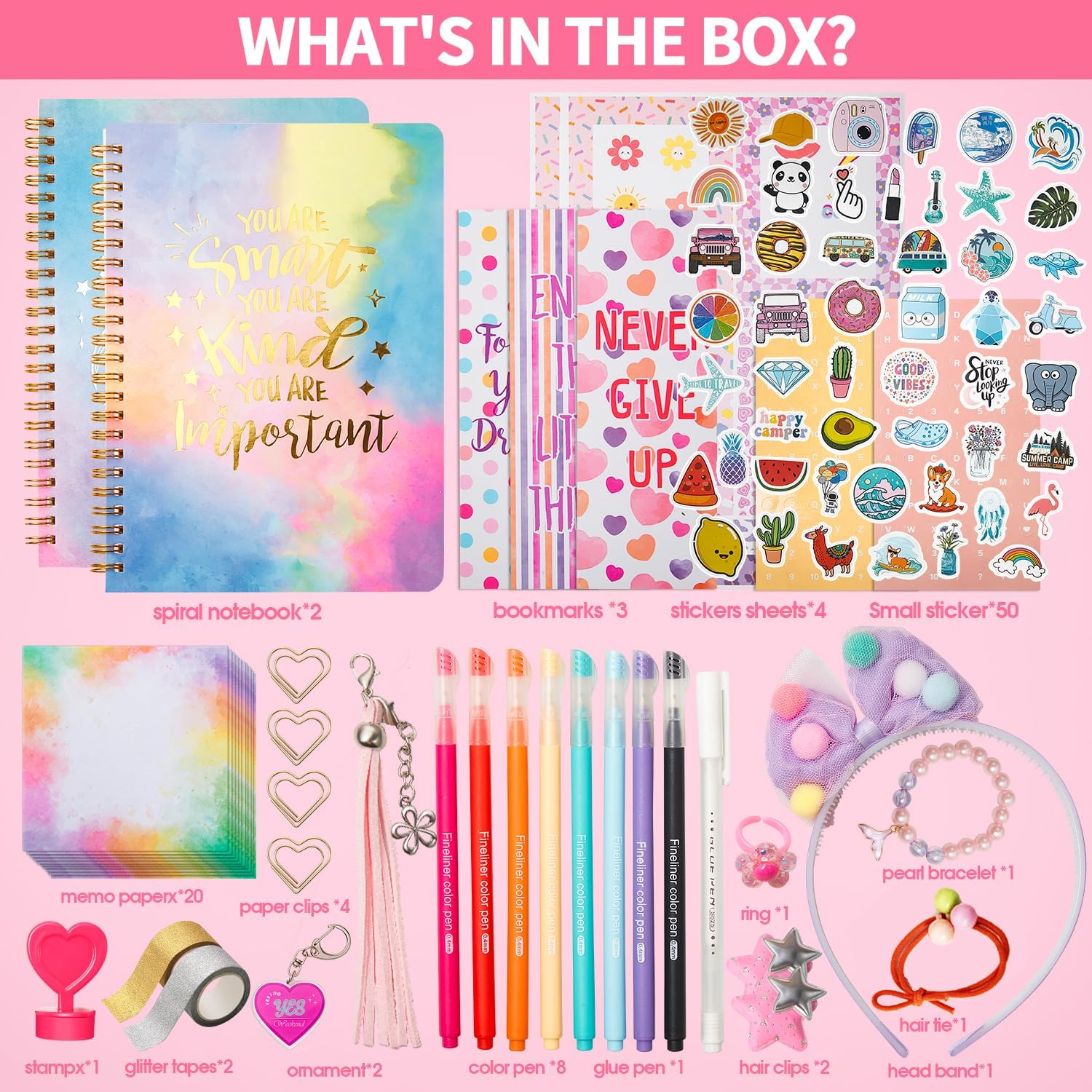 R RUCKERCO Girls DIY Diary 54 Pcs Diary Set, Toys For Ages 8-13，DIY Stationery Set, Cool Thin Stickers And Little Girls Daily Supplies, Gifts For Teen Best Choice - Image 3