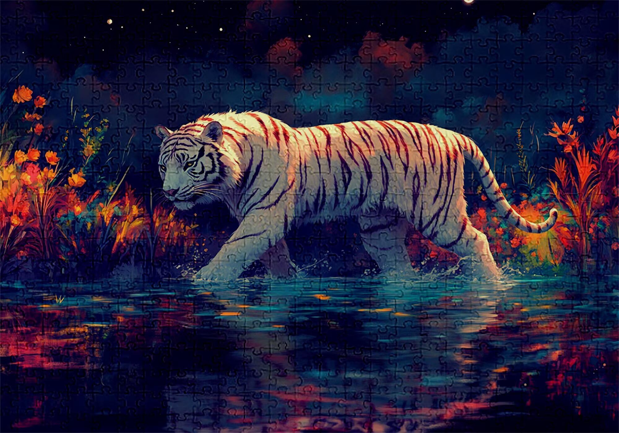 Puzzle 3000 elementów Zwierzę Dorosły Tygrys 122 x 81 cm Unikalne Rzemiosło Klasyczne 3D Drewniane układanki do rodzinnych gier aktywnych, układanka do samodzielnego wykonania nawet do dekoracji ścian
