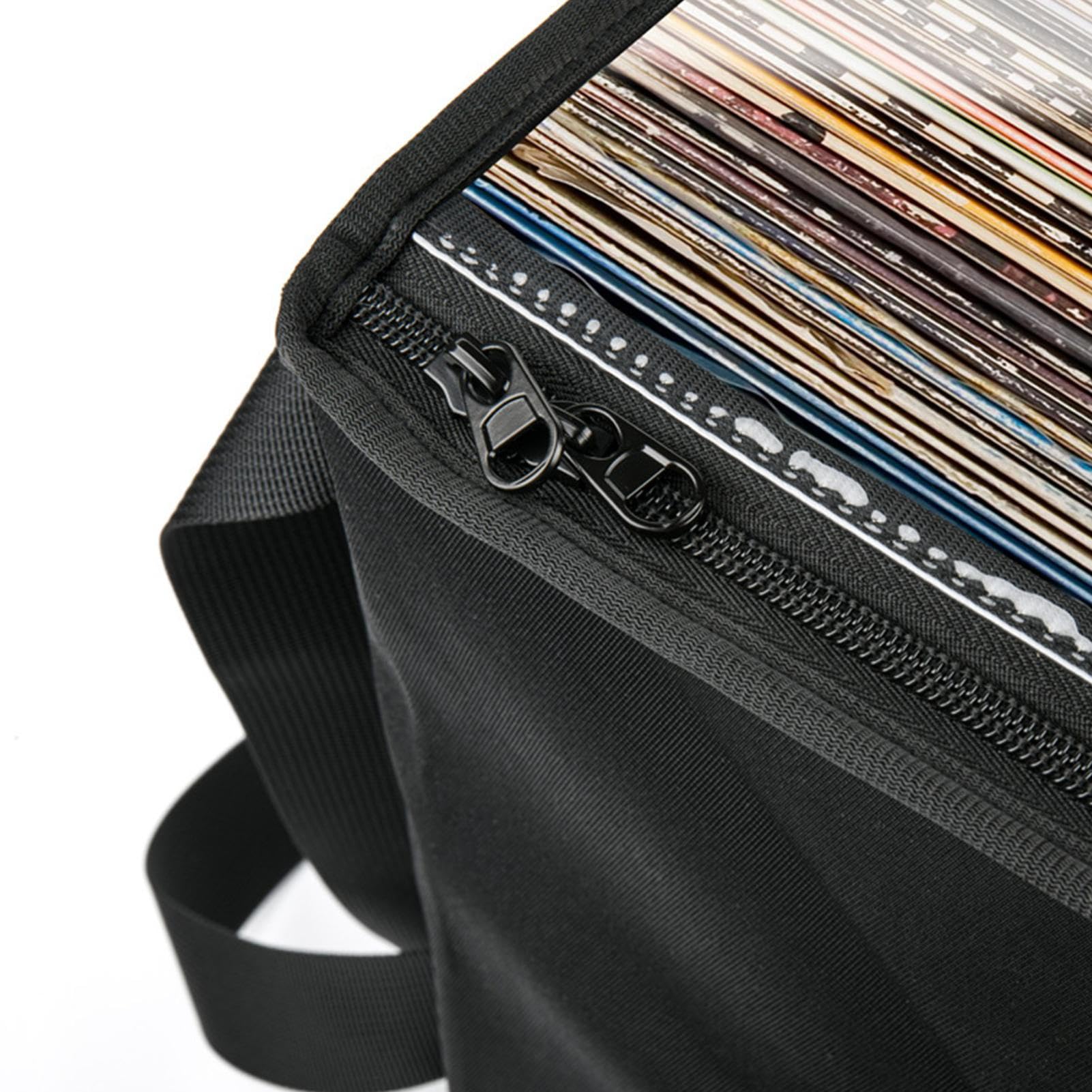 Borsa per Trasporto di Dischi in Vinile, Custodia Portatile per Dischi in Vinile, Organizer per Dischi con Coperchio Scatola Porta Raccolta per Contenere Fino A 50 Dischi LP