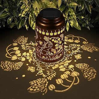 Solar Lanterns Outdoor Waterproof Hummingbird Garden Decor Christmas Gifts for Women Mom Grandma Hanging Lights Metal Decoration Outside for Yard, Patio,Backyard,Porch(Cat and Butterfly)
