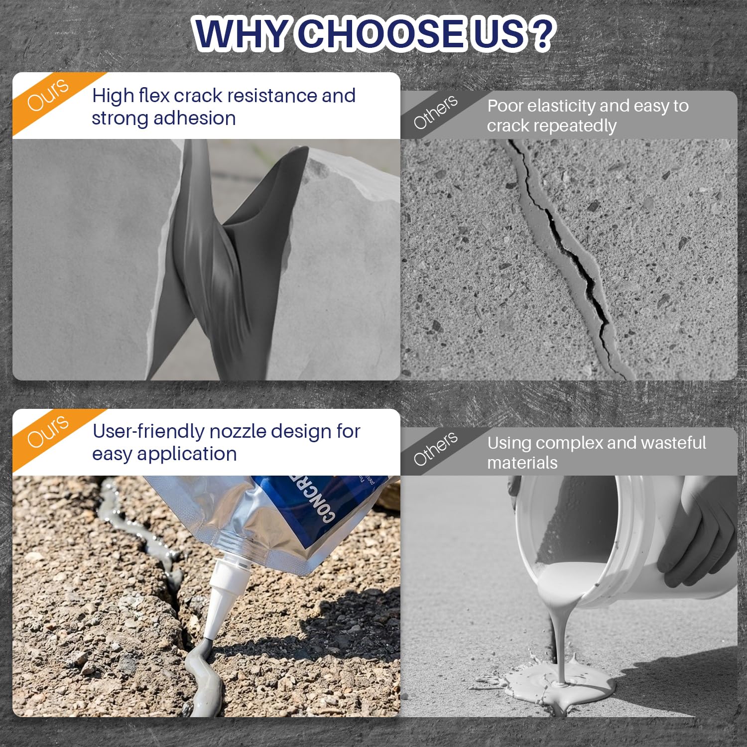 Cement Crack Filler, 1 PCS Self Leveling Crack Sealant, Waterproof Repair Sealant for Driveway, Walkway, Indoor & Outdoor
