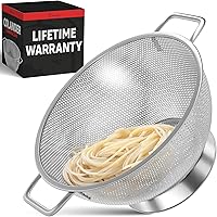 PriorityChef 3 Qt Stainless Steel Colander - Durable Pasta Rice Strainer with Handles, Rust-Resistant, Dishwasher Safe Kitchen Essential