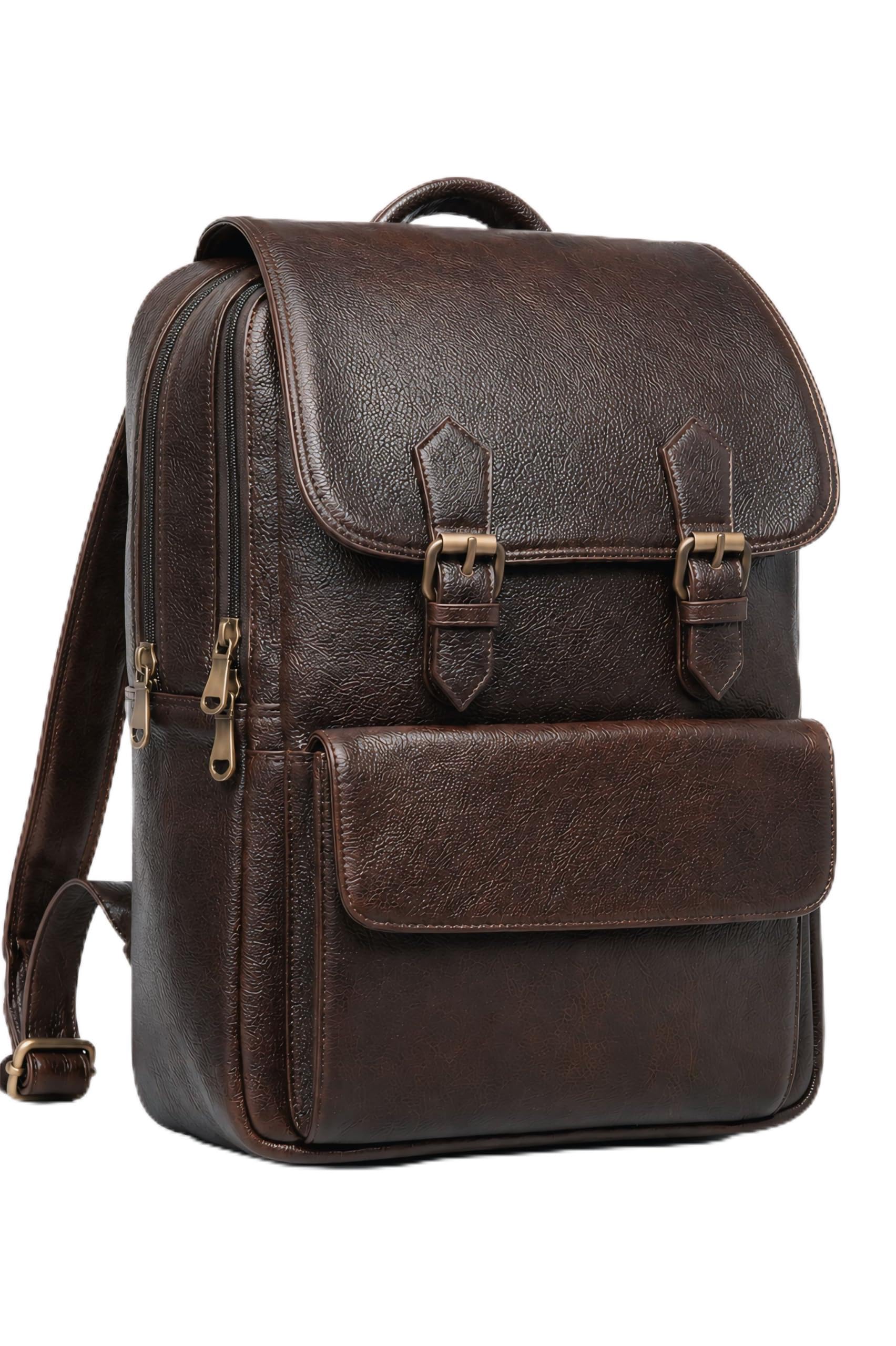 Full-Grain Natural Genuine Pure Leather Laptop Backpack Bags for Mens Man and Women College Office Use Daypack Travel 16 Inch, Size: H-16 X L- 10 X W- 5 Inches-image-44