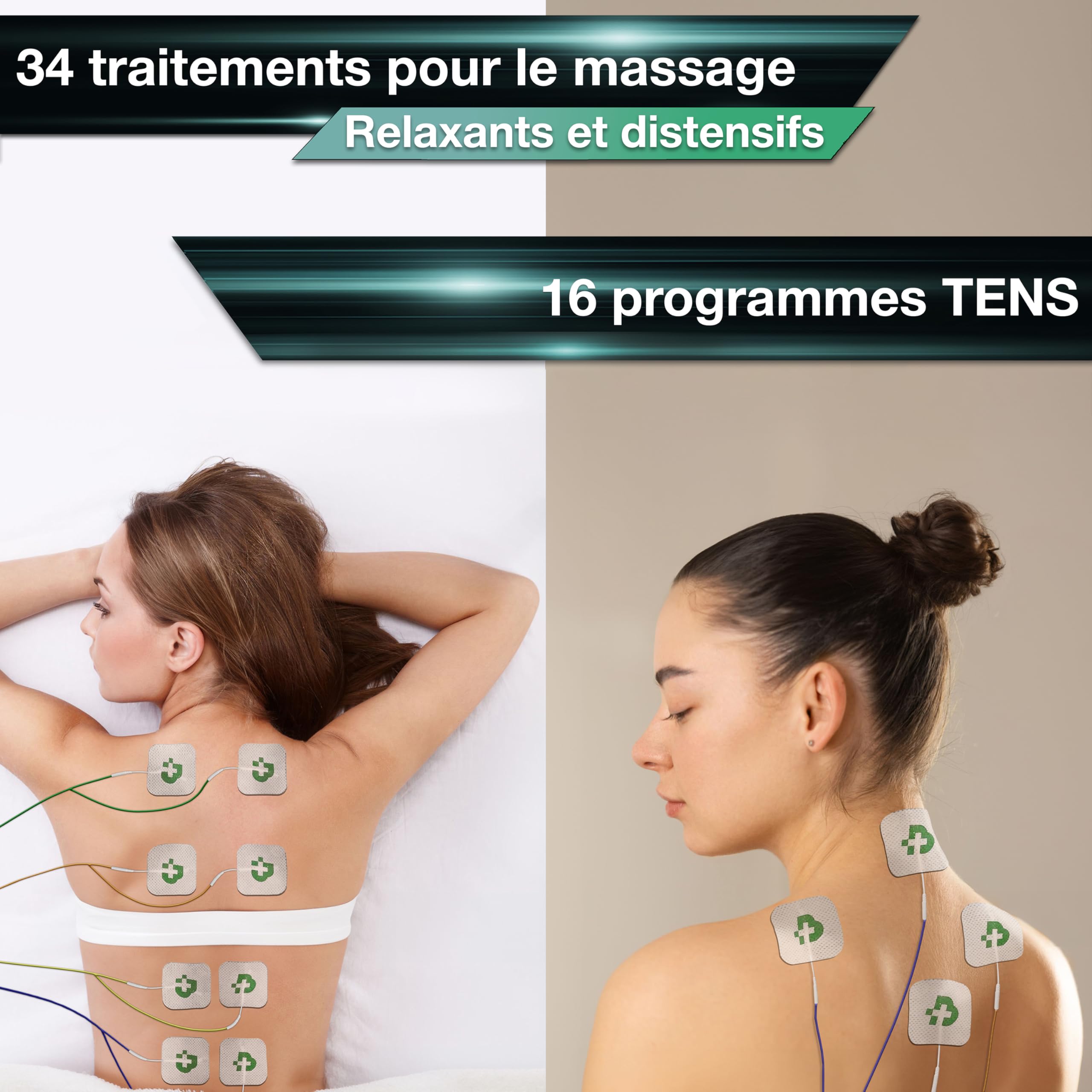 TESMED Max 830: Electrostimulateur Musculaire Professionnel Tens/EMS/Massage avec Stimulation Séquentielle, 4 Canaux, 115 Programmes Dont 20 Personnalisables, Rechargeable, Inclus 20 Électrodes