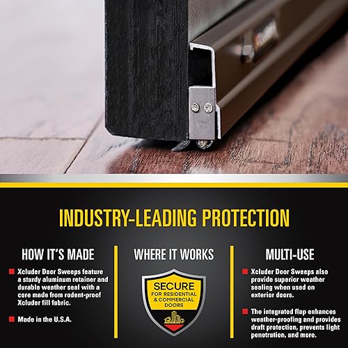 Miniatura 4 de Xcluder Barrido de puerta estándar de 36 pulgadas, bronce oscuro, sella roedores y plagas, sellado mejorado contra la intemperie, fácil de instalar;