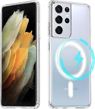 Ehr. Transparent Case with Magsafe Wireless Charging Feature with Samsung Galaxy S21 Ultra Compatible Camera Protection (Transparent, Samsung Galaxy S21 Ultra)