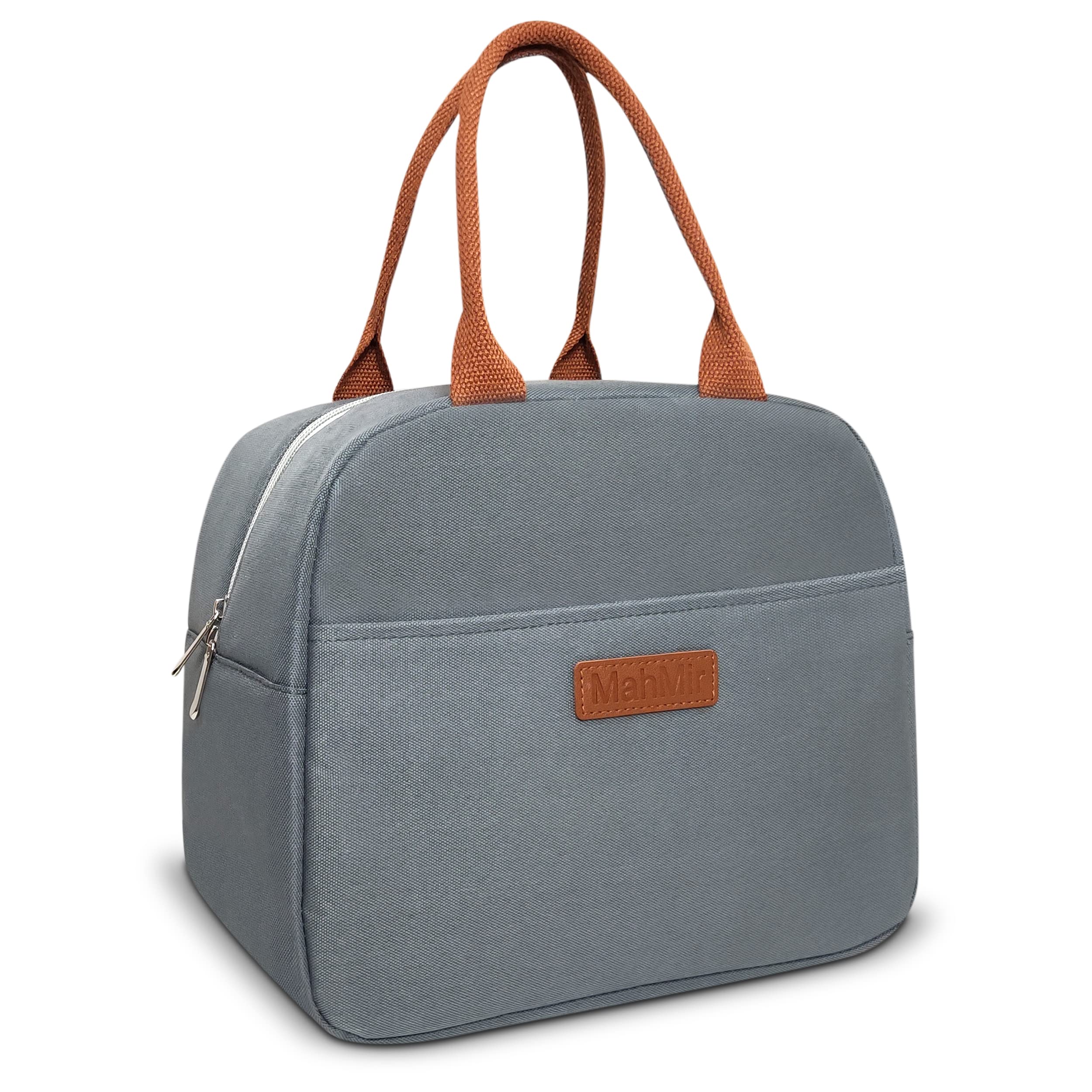 Insulated Lunch Bag for Men Women Kids with Strap Handles, Wide Open Easy to Clean Insulated Lunch Bag Box for Office Work School Picnic Travel, Leakproof Thermal Cooler Insulated Lunch (Grey)