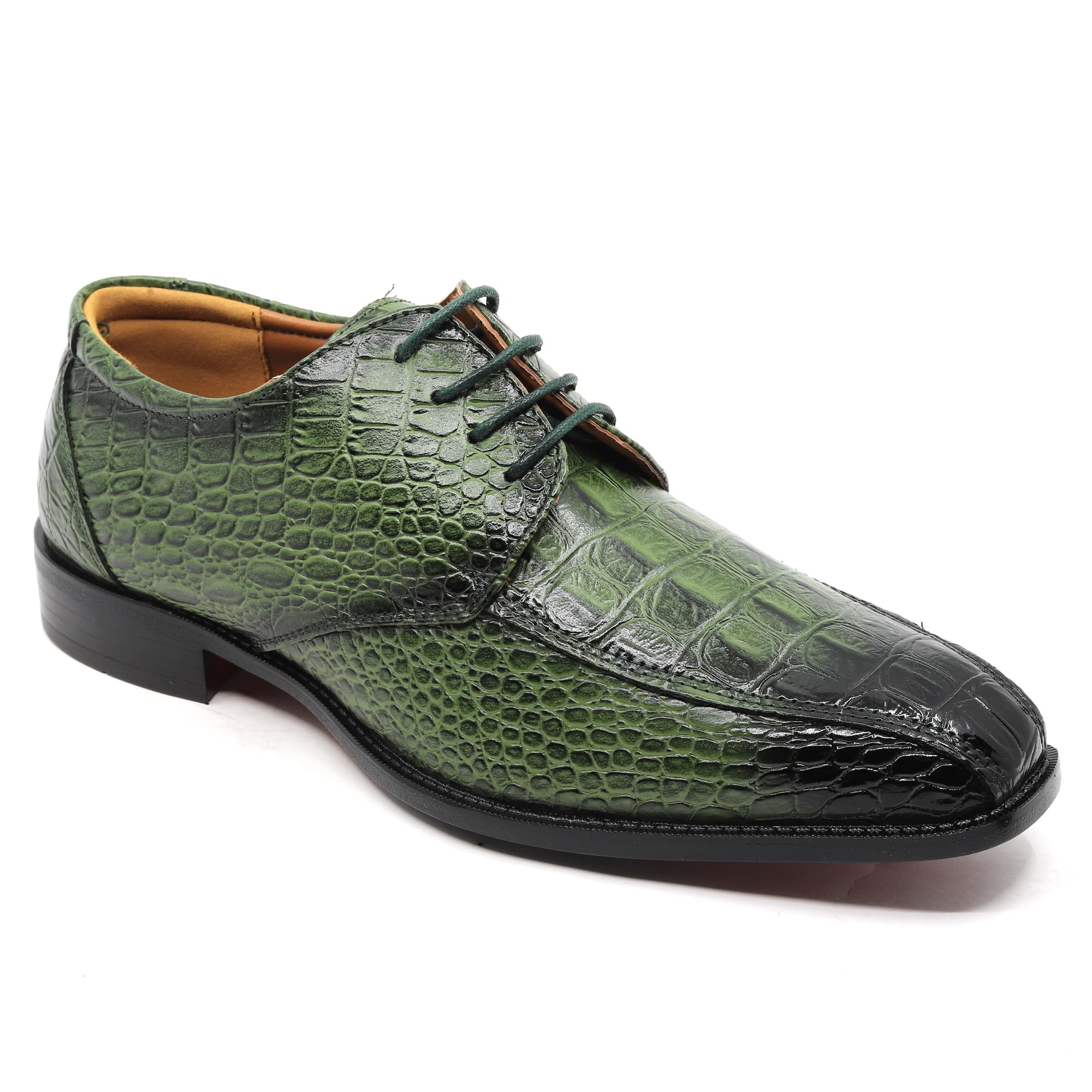 Mens Alligator Crocodile Print Oxford Fashion Lace Up Dress Shoe croco-03