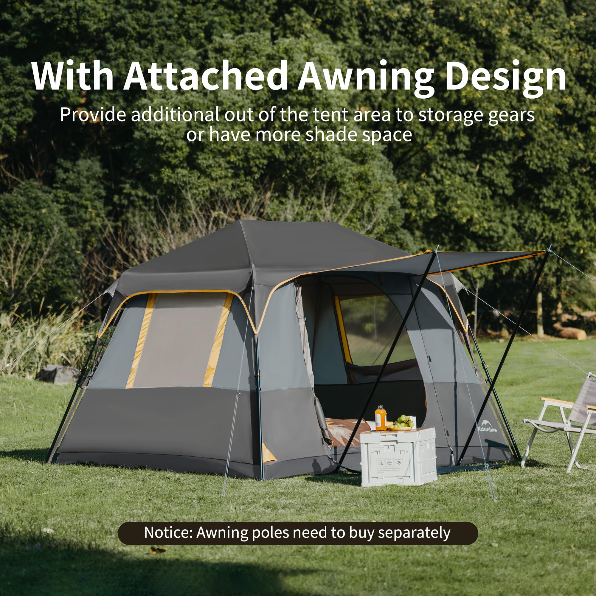 Naturehike Cape 8.3㎡ & 12.9㎡ Großes Zelt 6-8 Personen Camping Wasserdicht Zelt Familienzelt Tunnelzelt PU3000mm für Familienreisen, Camping, Autofahrten und andere Outdoor Aktivitäten