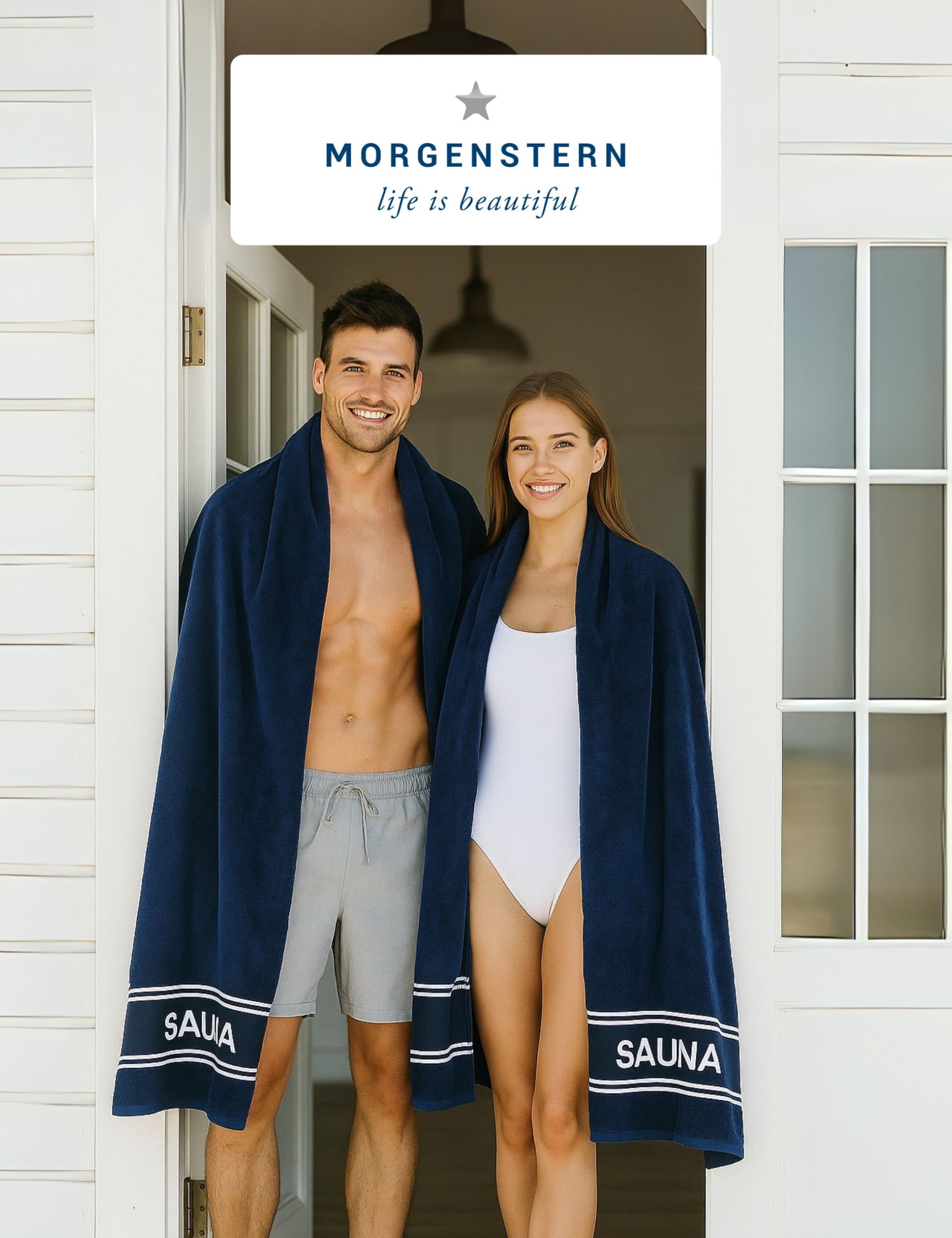 Morgenstern Ręcznik do sauny XXL 80 x 200 cm, 100% bawełna, ręcznik do sauny, duży ręcznik kąpielowy dla kobiet i mężczyzn, frotte, Oeko Tex Standard 100, granatowy