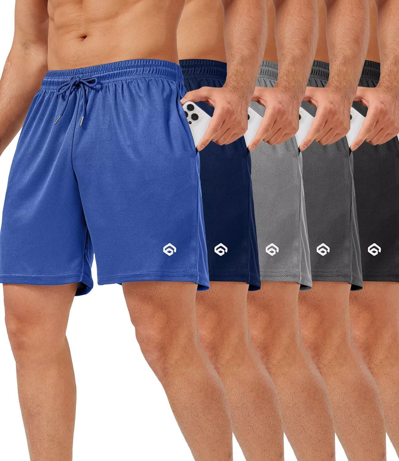 5 Pack Gym Shorts Men 5 Inch Quick Dry Mesh Shorts Men Lightweight Training Athleti...