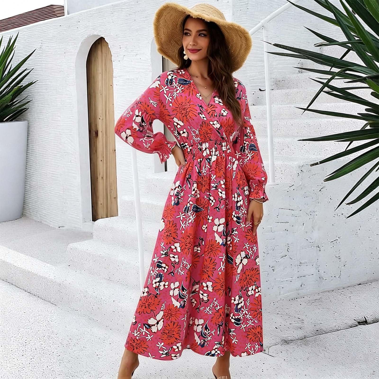 Elegante Abito Formale con Stampa Floreale per Occasioni Speciali, Sofisticato e Leggero