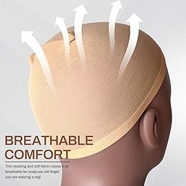 Smilco 20 Pcs Light Brown Wig Caps for Women, Ultra-Thin Stretchy Nylon Lace Front Stocking Caps (Ballet/Cosplay/Daily Use)