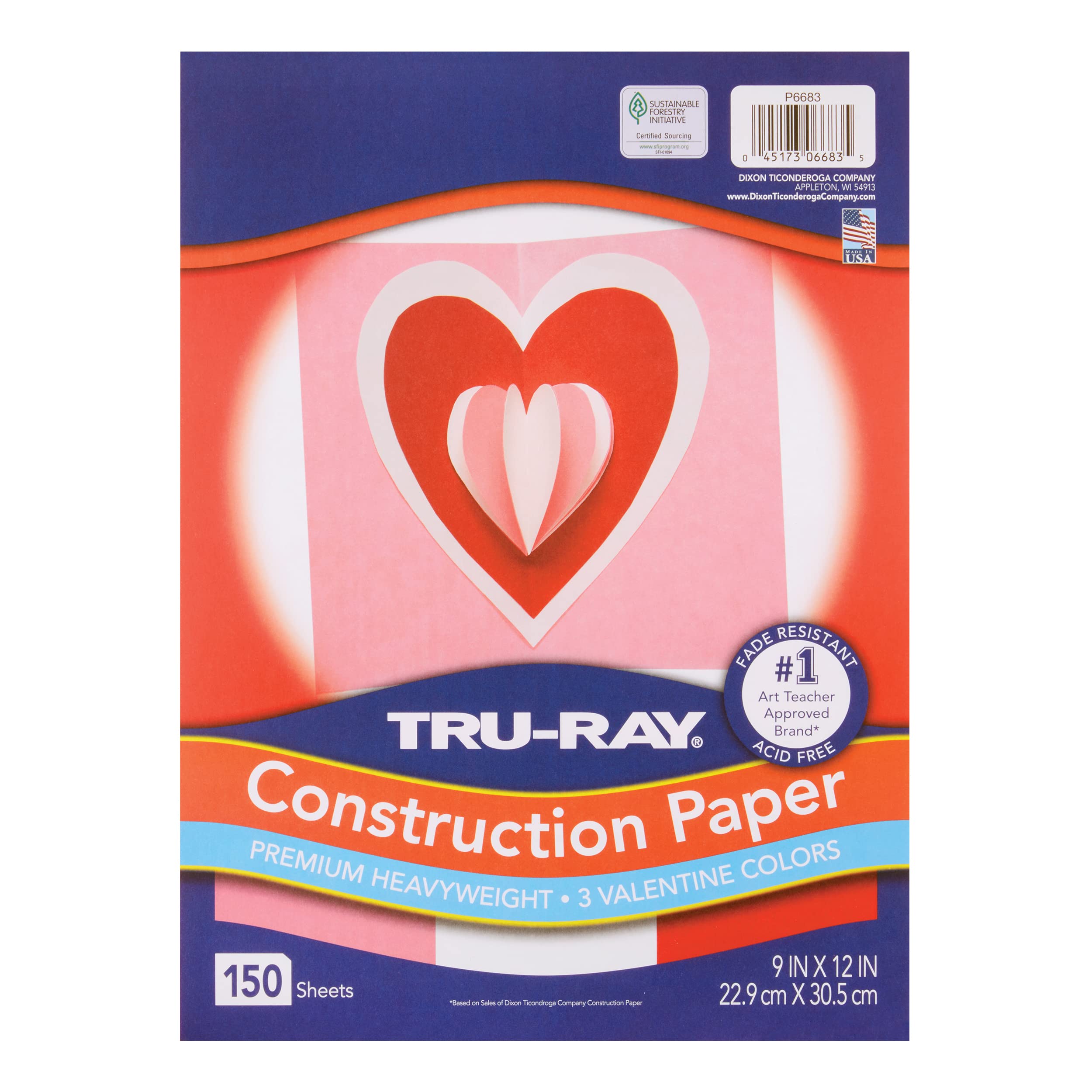 Tru-Ray Construction Paper P6683, Valentine Assortment, 9