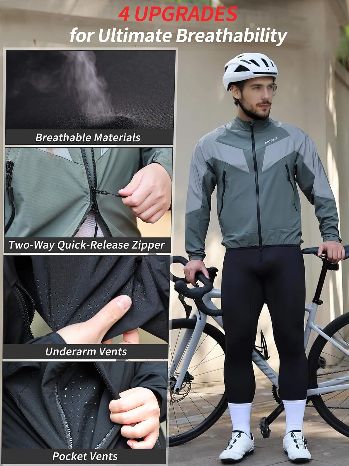 WOSAWE Men Reflective Jacket Night Glowing Bomber Jacket MTB Cycling Windbreaker Travel Sport Coat - Image 5